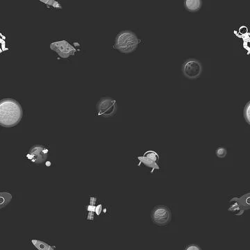 Astronaut with rocket and alien in the open space Illustrazione stock