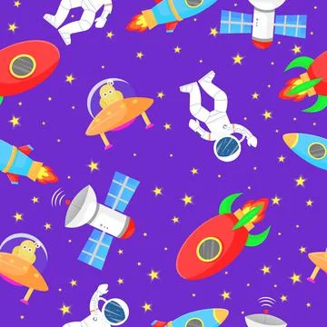 Astronaut with rocket and alien in the open space 스톡 일러스트