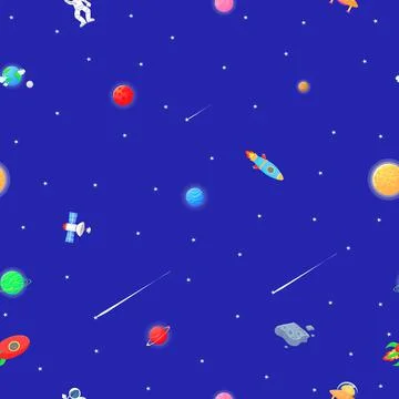 Astronaut with rocket and alien in the open space Illustrazione stock