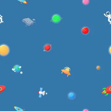 Astronaut with rocket and alien in the open space Stock Illustration