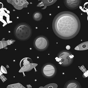 Astronaut with rocket and alien in the open space 스톡 일러스트