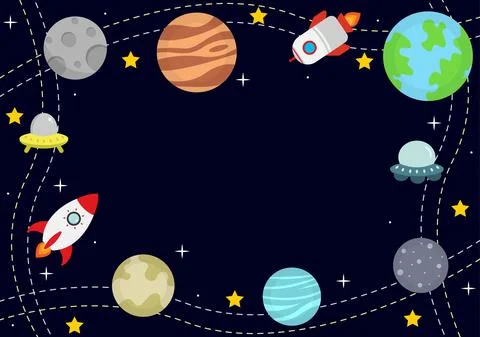 Astronaut With Rocket Background Illustration For Explore In Outer Space And  Stock Illustration