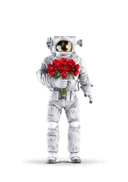 Astronaut with roses Иллюстрация