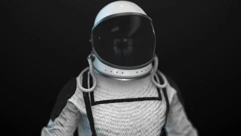 Astronaut Rotation On Black Screen Stock Footage 232802664