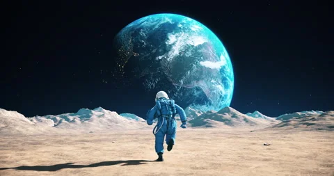 Astronaut Running In Slow Motion On The Stock Video Pond5