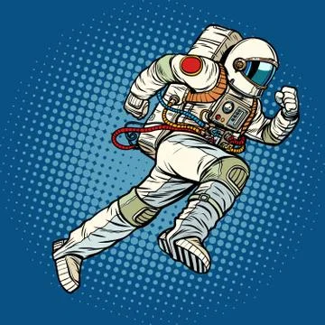 Astronaut runs forward Stock Illustration