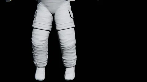 An astronaut sinks down and shows a commendable hand gesture on a black backgrou Stock Footage 108613540