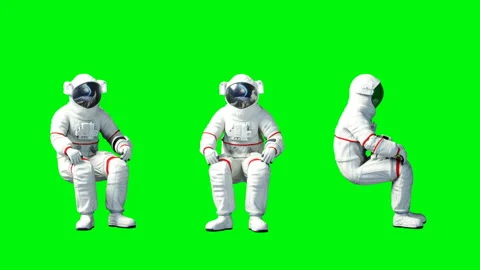 Astronaut sit idle . Green screen. Realistic 4k animation. Stock Footage 88720696