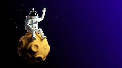 Astronaut sitting on the moon Stock Illustration
