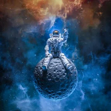 Astronaut sitting on moon Ilustração Stock
