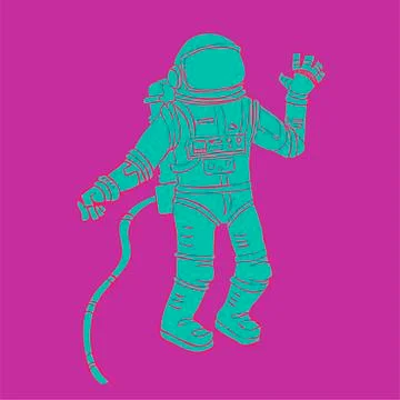 Astronaut. Sketch of man in a spacesuit. Vector drawing Stock Illustration