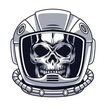 Astronaut skull head Stock Illustration