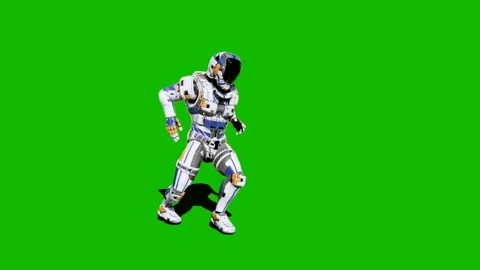 Astronaut-soldier of the future, dancing in front of a green screen Video stock 105887133