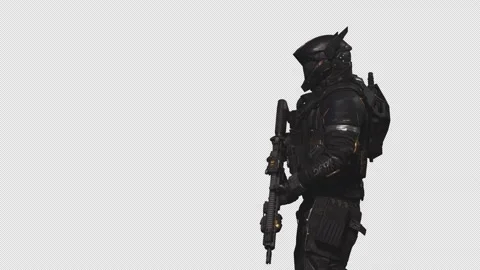 Astronaut Soldier in Loop Shot With Alpha background 05 Stock Footage 217637718