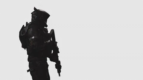 Astronaut Soldier in Loop Shot With Alpha background 09 Stock Footage 217649065