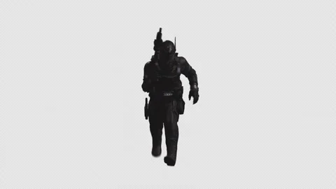 Astronaut Soldier Run in Loop Shot with Alpha Channel 03 Stock Footage 217860277