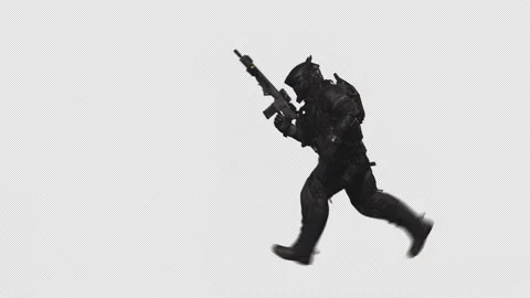 Astronaut Soldier Run in Loop Shot with Alpha Channel 06 Stock Footage 217870070