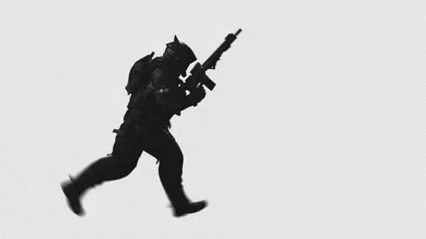 Astronaut Soldier Run in Loop Shot with Alpha Channel 09 Stock Footage 217880310