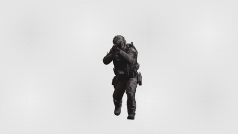Astronaut Soldier walk back with Alpha Channel background 06 Stock Footage 218217600