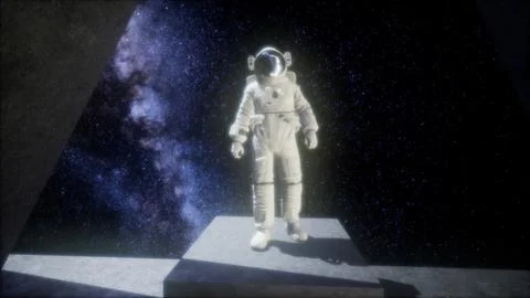 Astronaut on space base in deep space Stock Illustration