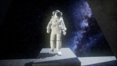 Astronaut on space base in deep space Stock Illustration