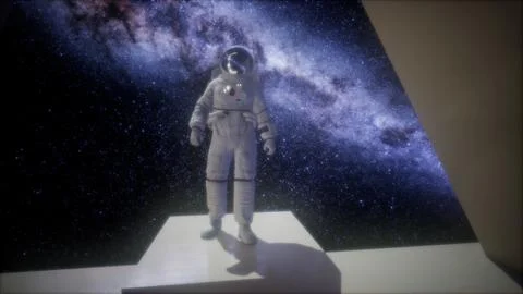 Astronaut on space base in deep space Stock Illustration