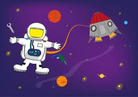 An Astronaut in space with a blank face template for users to put any pictures. Stock Illustration