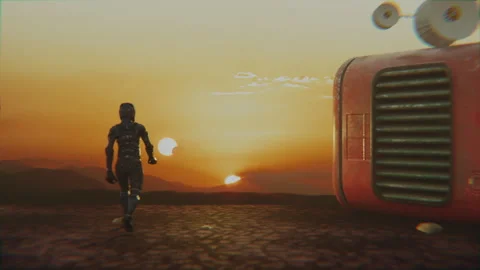 Astronaut At A Space Colony Stock Footage 244633153