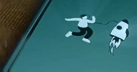 Astronaut in space connected to flying rocket, presentation Stock Footage 313292622