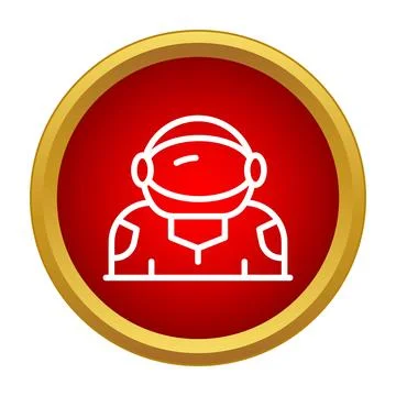 Astronaut space explorer outline icon in red circle 스톡 일러스트