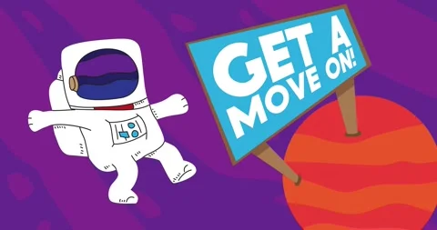 Astronaut in space with Get a move on Text Stock Footage 280893340