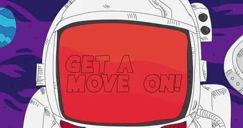 Astronaut in space with Get a move on Text animation Stock Footage 280893341