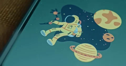 Astronaut in Space holds a robotic hand, presentation Stock Footage 313292562