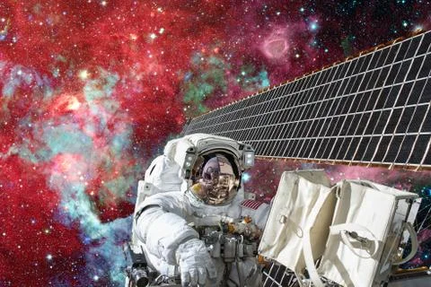 Astronaut on space mission. Elements of this image furnished by NASA. Foto stock
