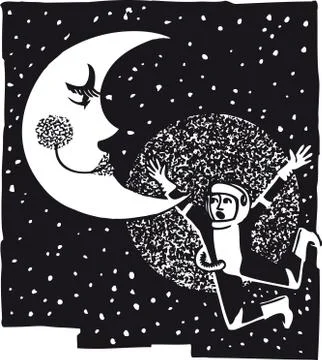 Astronaut in space, Retro Vector Illustration Stock Illustration