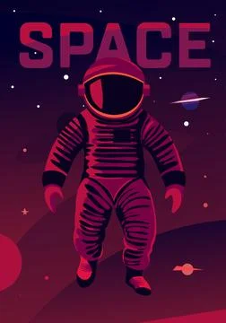 An astronaut in space. Space trip. Stock Illustration