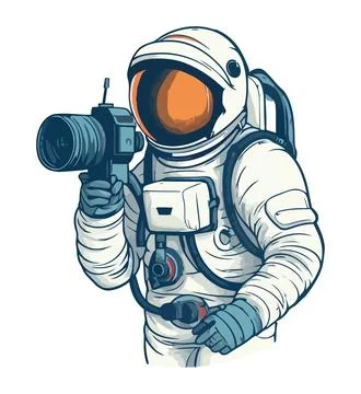 Astronaut with space suit using camera 스톡 일러스트
