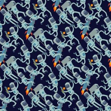 Astronaut in space vector character having fun spaceman galaxy cosmos atmosphere Stock Illustration