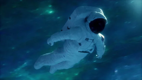 Astronaut in space vortex tunnel loop 3d animation. Neon space retrowave Stock Footage 156055508