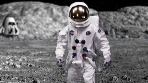 Astronaut on Space Walk - Moon Landing NASA Stock Footage