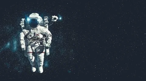Astronaut spaceman do spacewalk while working for spaceflight mission Stock Illustration