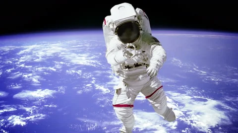 Astronaut spaceman outer space people planet earth. Stock Footage