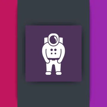 Astronaut, spaceman, space suit square icon, vector illustration Stock Illustration