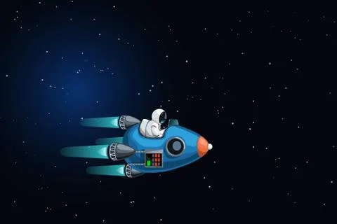 Astronaut in spaceship flying Stock Illustration