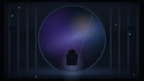 Astronaut Spaceship Window Galaxy Space Background 库存影片 344256830