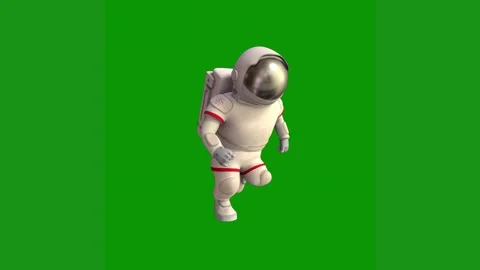 Astronaut spacesuit green screen background is flying through robot animation Stock Footage 314065032