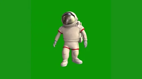 Astronaut spacesuit green screen man suit robot backpack his back animated 库存影片 314065028