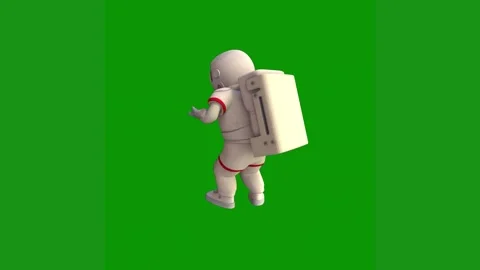 Astronaut spacesuit green screen man suit white robot animated chromakey Vídeos de archivo 314065036