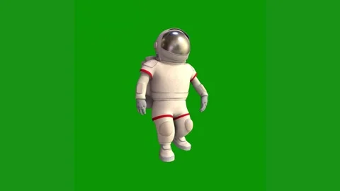 Astronaut spacesuit green screen robot walking man suit animation space is white Stock Footage 314065041