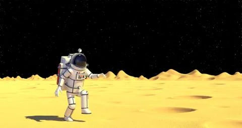 Astronaut in spacesuit on moon surface Stock-Illustration